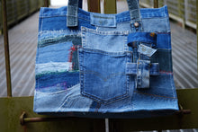 Load image into Gallery viewer, SERENDIPITY DENIM TOTE BAG &quot;ZIG-ZAG&quot;
